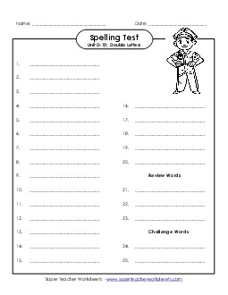 Spelling Test (D-10) Spelling D Worksheet