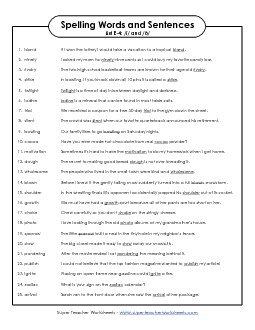 Spelling Sentences (E-4) Spelling E Worksheet