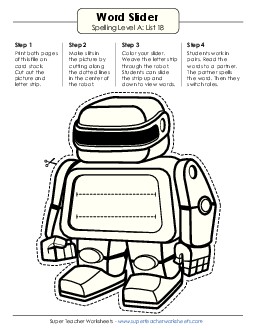 Word Slider (A-18) Spelling A Worksheet