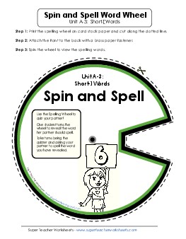 Spin and Spell (A-3) Spelling A Worksheet