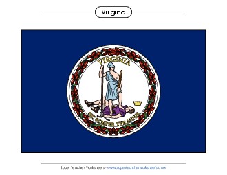 Virginia State Flag (Full-Color Version) States Individual Worksheet