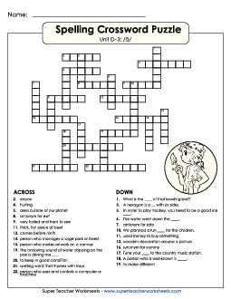 Crossword (D-3) Spelling D Worksheet