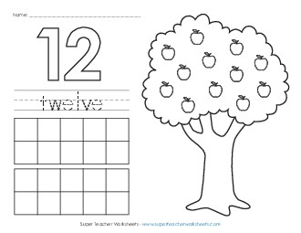 Apple Counting Mat: Twelve Worksheet