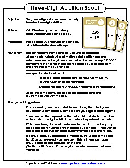 Game: 3-Digit Addition Scoot Worksheet