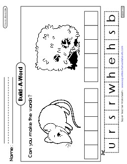 Build-A-Word: Shrew and Shrub Phonics Blends Worksheet