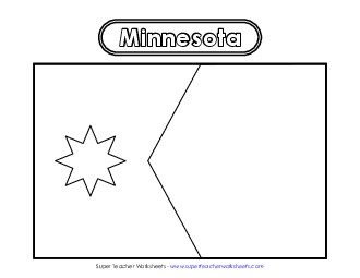 Minnesota Flag Coloring Page States Individual Worksheet