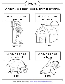 New Nouns Anchor Chart Worksheet