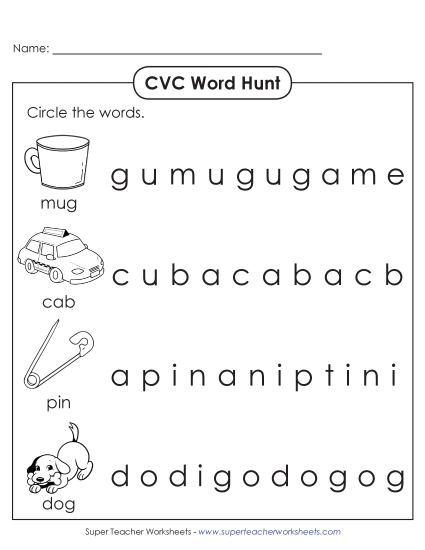 New CVC Word Hunt 2 Worksheet New CVC Word Hunt 2 Worksheet