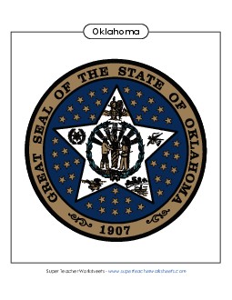 Oklahoma State Seal (Full-Color Version) States Individual Worksheet