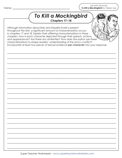 New Writing Prompt: Chapters 17–18<br>Ewell Characterization Worksheet New Writing Prompt: Chapters 17–18<br>Ewell Characterization Worksheet