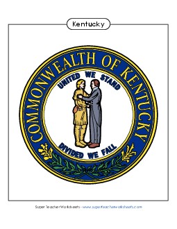 Kentucky State Seal (Full-Color Version) States Individual Worksheet