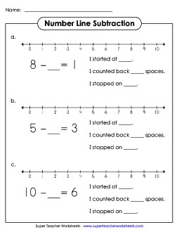 Number Line Subtraction 2 Worksheet