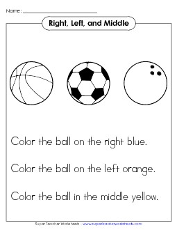 Sports Right Left Worksheet