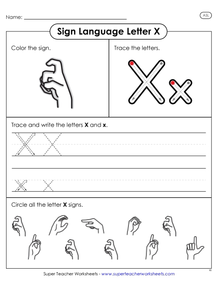 New Letter X Sign Worksheet