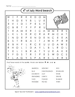 Word Search Puzzle Holiday Worksheet