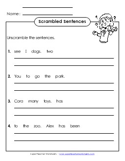 Scrambled Sentences (A-18) Spelling A Worksheet