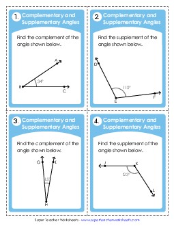 Angles: Complementary & Supplementary Worksheet