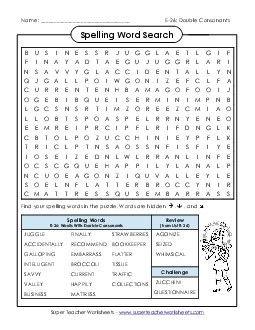 Word Search (E-26) Spelling E Worksheet