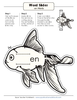 Word Slider (-en Words) Word Families Worksheet