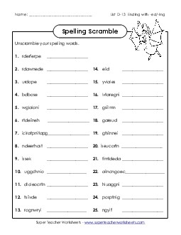 Unscramble (D-13) Spelling D Worksheet