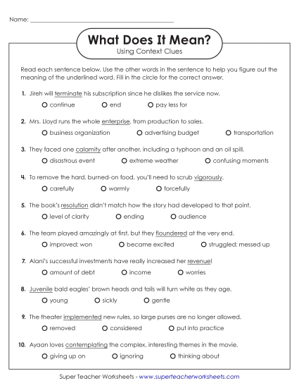 aDefining Words Using Context Clues