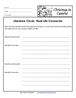 Literature Circles: Real-Life Connector Book Christmas In Camelot Worksheet