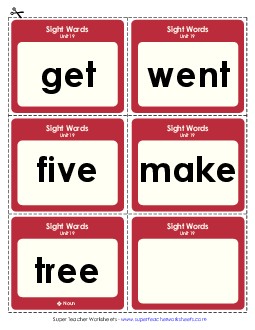 Flashcards (Unit 19) Sight Words Worksheet