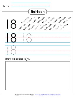 Trace, Print, Draw: Eighteen Counting Worksheet