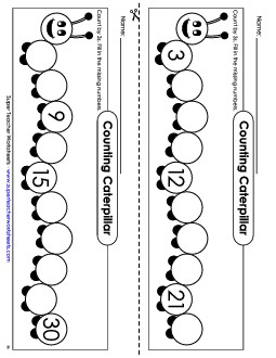 Caterpillar - Count By 3s Counting Worksheet