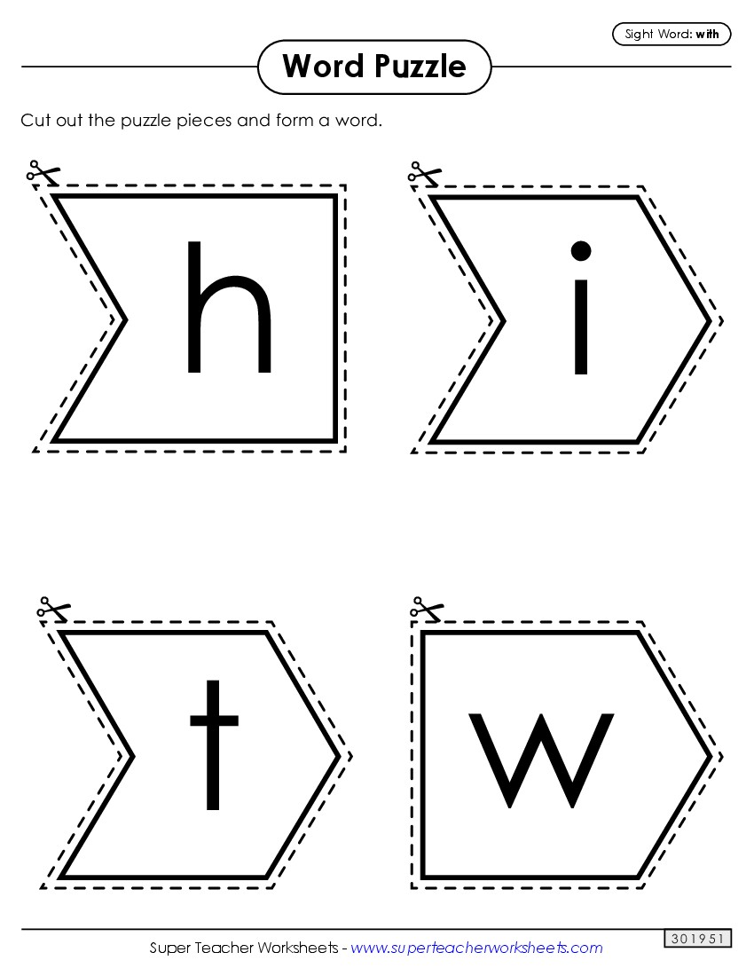 Word Puzzle: With Sight Words Individual Worksheet