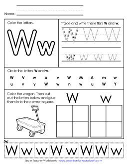 Letter W - Mixed Skills (Basic) Alphabet Worksheet