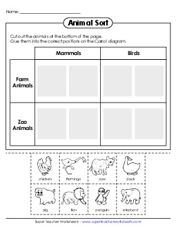 Animal Sort: Carroll Diagram Carroll Diagrams Worksheet