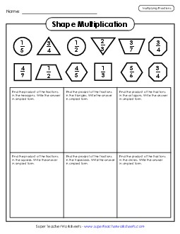 Shape Fraction Multiplication Worksheet