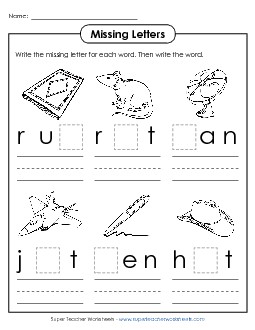 Missing Letters 1 (CVC Words) Free Phonics Cvc Worksheet