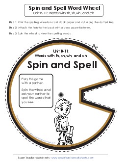 Spin and Spell (B-11) Spelling B Worksheet