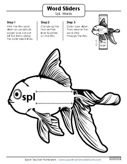 Word Slider (Spl- Words) Phonics Blends Worksheet