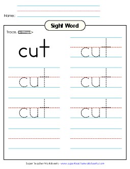 Trace the Word: Cut Sight Words Individual Worksheet