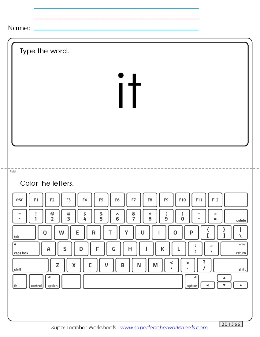 Type the Word: It Sight Words Individual Worksheet