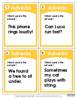 Adverbs Task Cards (Basic) Worksheet