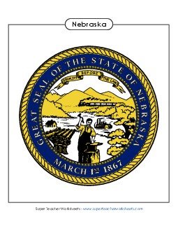 Nebraska State Seal (Full-Color Version) States Individual Worksheet