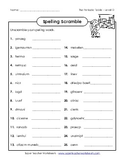 Word Scramble  Spelling D Worksheet