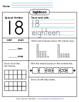 Special Number: 18 Counting Worksheet