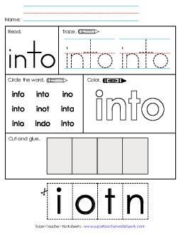 Worksheet 2: Into Free Sight Words Individual Worksheet