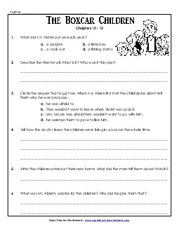 Questions for Chapters 10-13 Book The Boxcar Children Worksheet