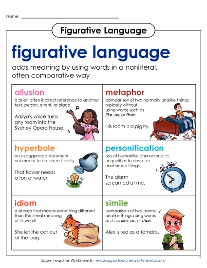 New Figurative Language Anchor Chart Worksheet New Figurative Language Anchor Chart Worksheet