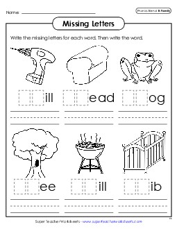 Missing Letters (R - Blends) Phonics Blends Worksheet