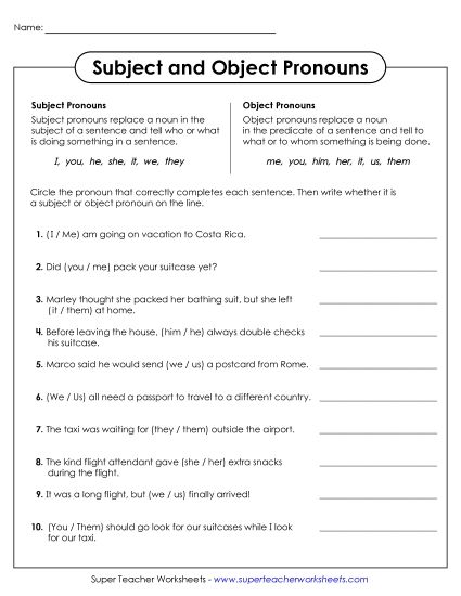 aCircle Subject & Object Pronouns