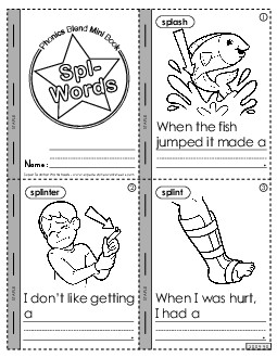 Mini-Book (Spl- Words) Phonics Blends Worksheet