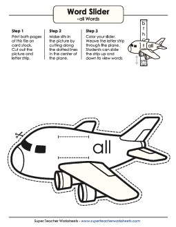 Word Slider (-all Words) Word Families Worksheet