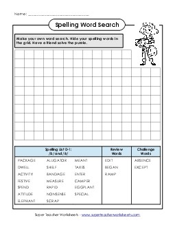 Make a Word Search (D-1) Free Spelling D Worksheet